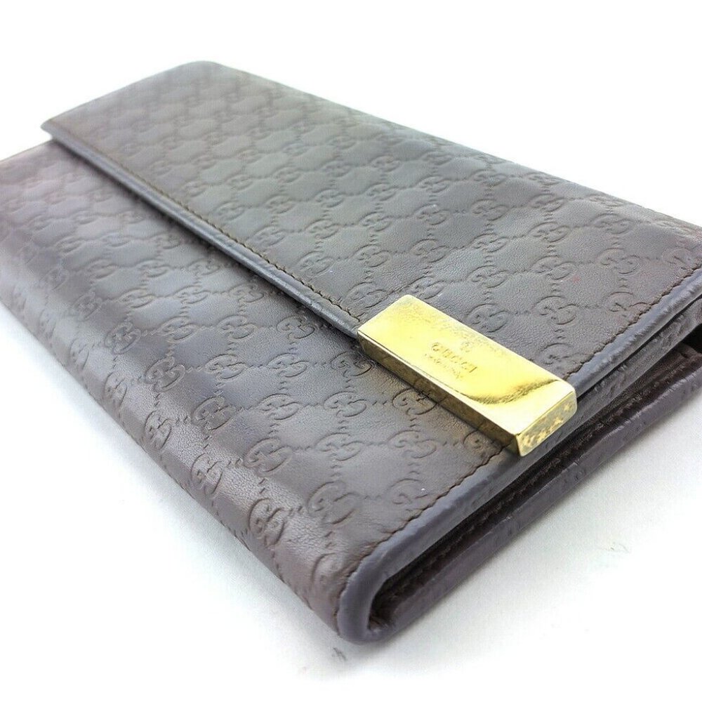 GUCCI Long Wallet Microgucci Shima Leather Authentic - Picture 3 of 11